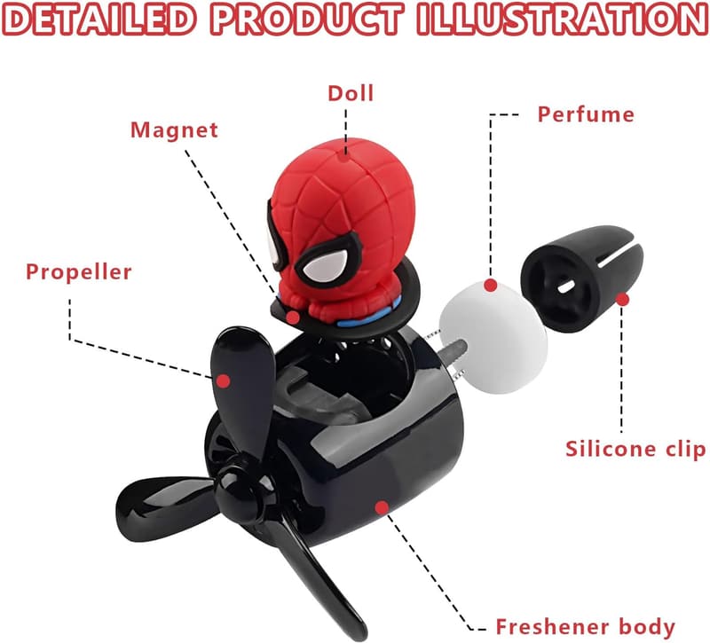 Cute Cartoon Pilot Car Air Freshener with Rotating Propeller