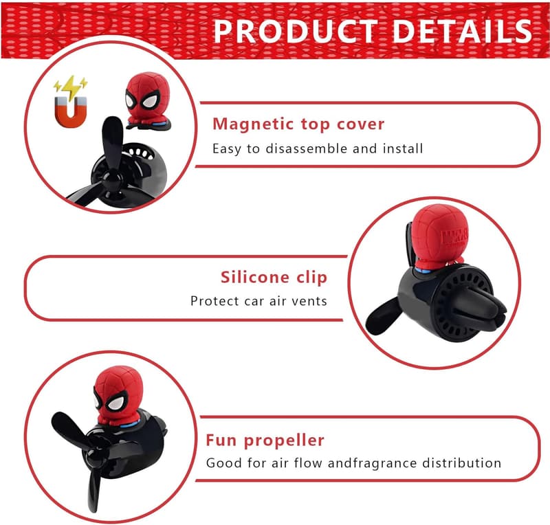 Cute Cartoon Pilot Car Air Freshener with Rotating Propeller
