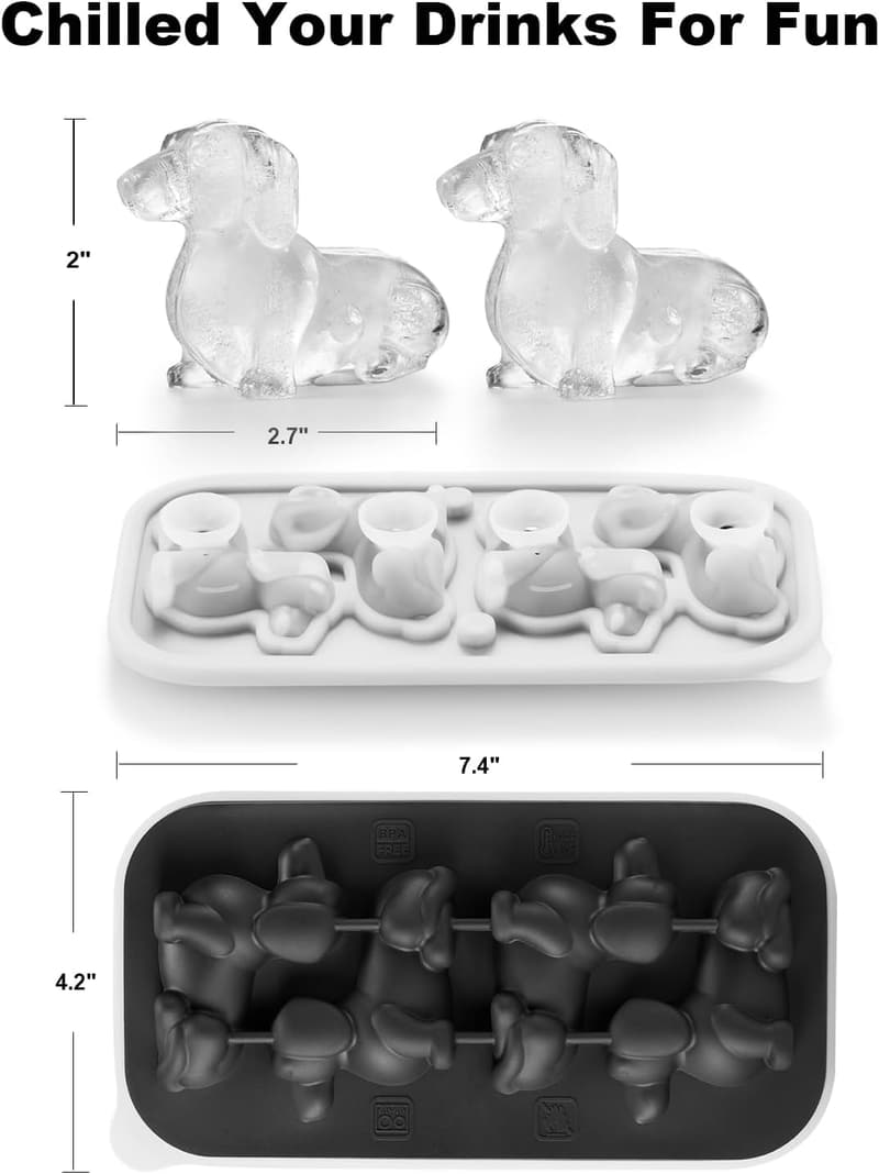 Dachshund Ice Cube Tray - Fun 3D Dog Shapes, BPA Free