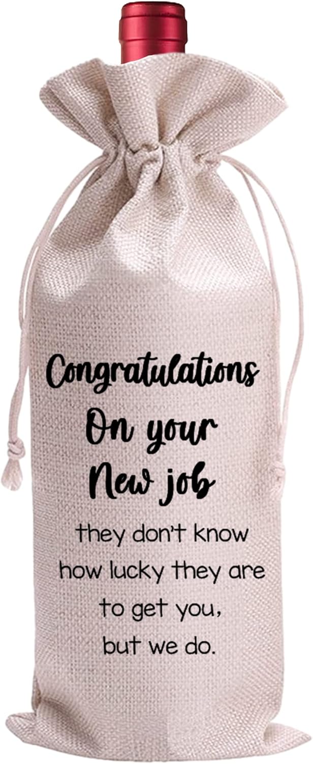 New Job Wine Bag Gift for Couples and Colleagues (Beige)