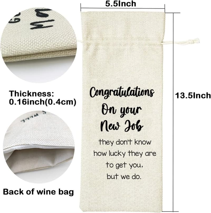 New Job Wine Bag Gift for Couples and Colleagues (Beige)