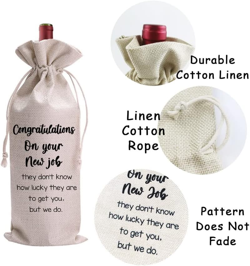 New Job Wine Bag Gift for Couples and Colleagues (Beige)