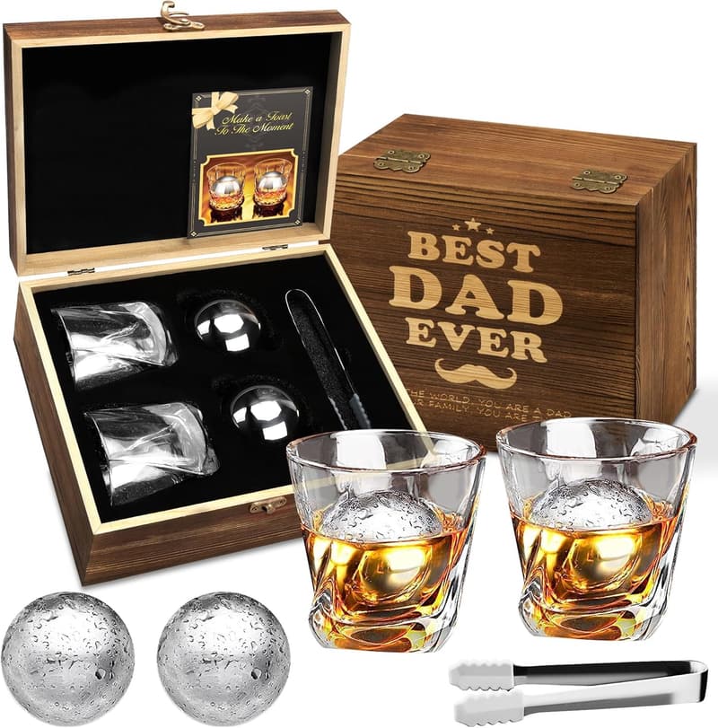 Father's Day - 2 XL Stainless Steel Whiskey Ice Balls Set