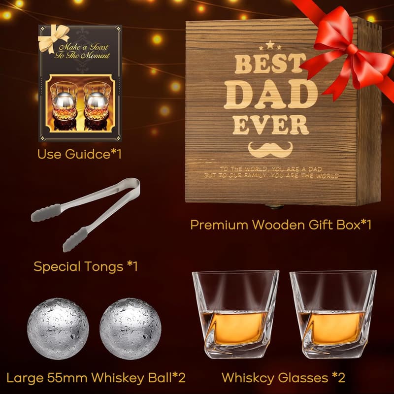 Father's Day - 2 XL Stainless Steel Whiskey Ice Balls Set