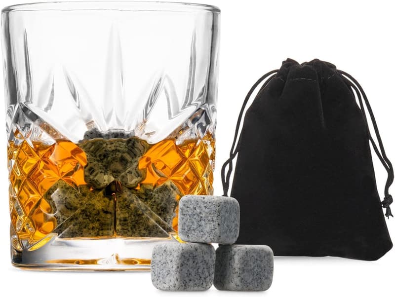 Whiskey Gift Set for Men with Glasses and Chilling Stones