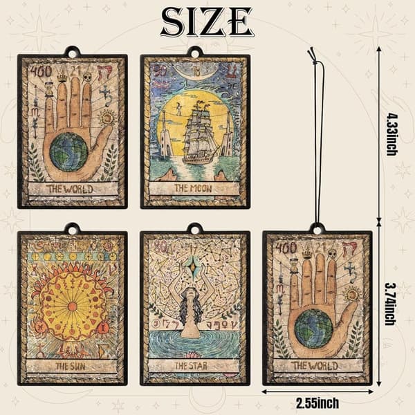 Vintage Tarot Car Air Fresheners - Sun & Moon Aromatherapy Cards