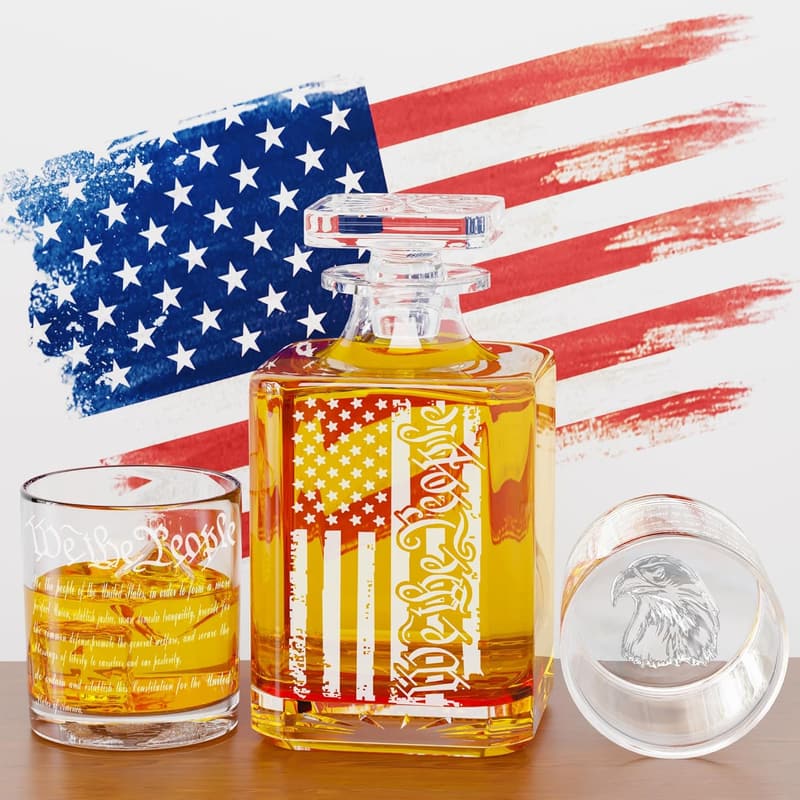 We the People Whiskey Decanter Set with Glasses for Dad