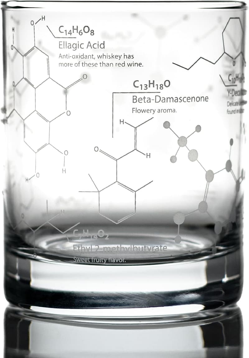 Whiskey Glass Tumbler - 10 oz Etched Chemistry Design