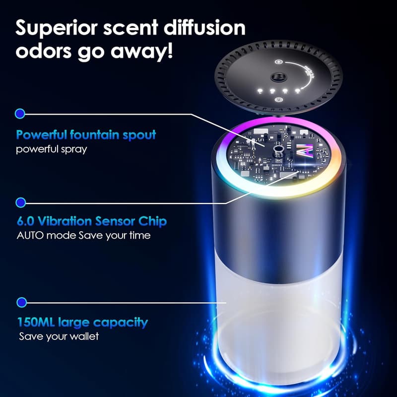 Smart Car Air Freshener Diffuser with Music Sync Light