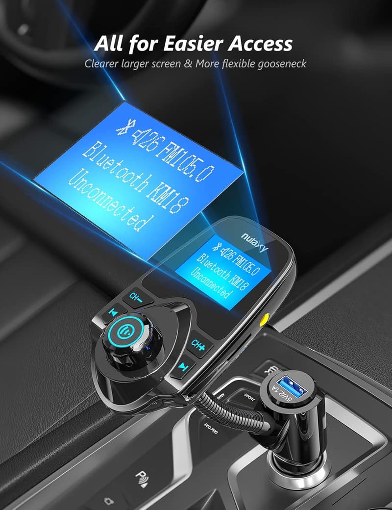 2024 Upgraded Car Bluetooth FM Transmitter with USB Charger