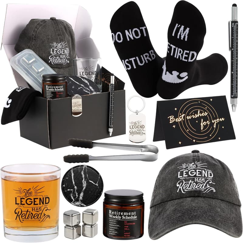 Retirement Gift Basket for Men - Whisky Set & Accessories