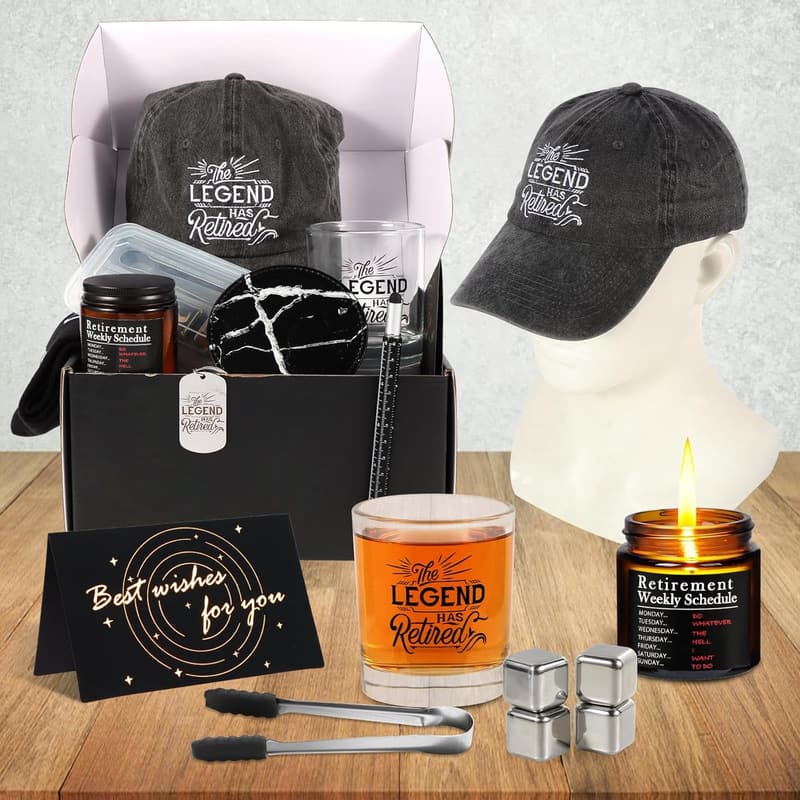 Retirement Gift Basket for Men - Whisky Set & Accessories