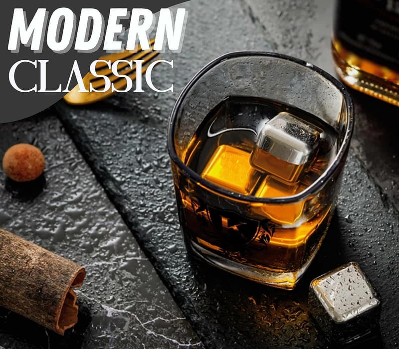 Personalized Whiskey Glass Set with Stones for Father's Day
