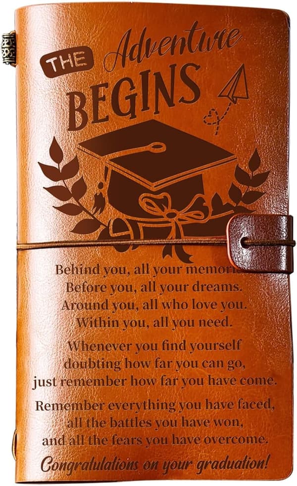 Graduation Leather Journal, 140-Page Refillable Gift for All