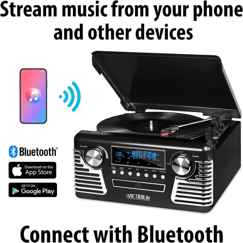 Victrola Haley Retro Bluetooth Record Player & Multimedia Center