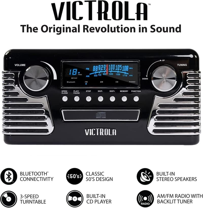 Victrola Haley Retro Bluetooth Record Player & Multimedia Center