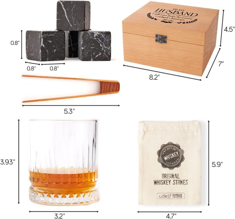 Wedding Anniversary Whiskey Gift Set for Men - Handmade Box