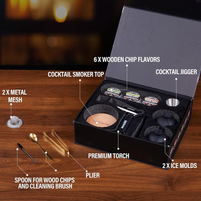 Cocktail Smoker Kit with 6 Flavor Chips & Accessories