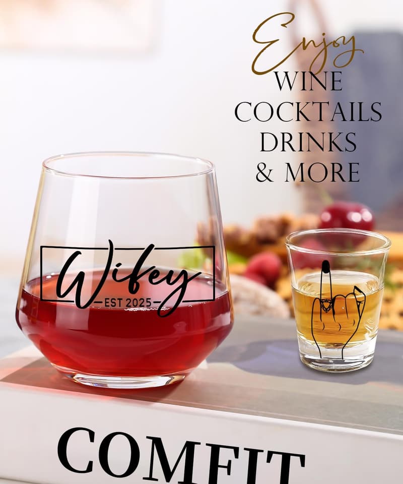 Couples' Wedding Wine & Whiskey Glass Set - 2025 Edition