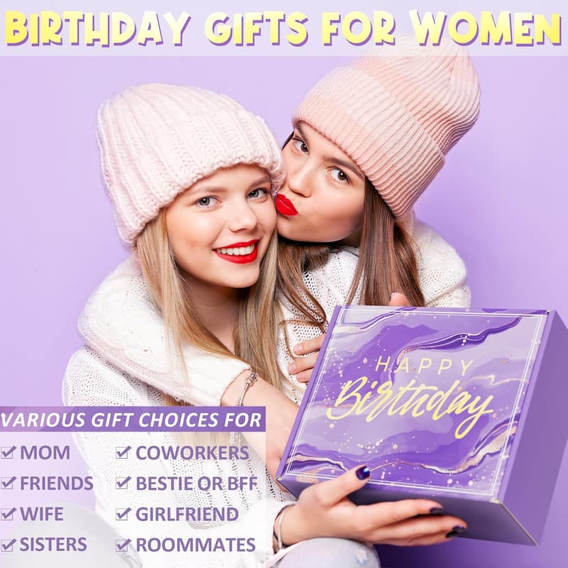 Lavender Spa Gift Basket for Women's Birthday, Self-Care Set