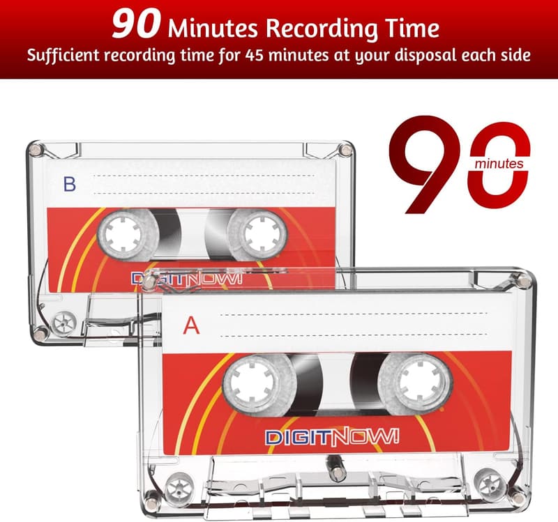 Blank Audio Cassette Tapes - 90 Min - Low Noise - Pack of 5