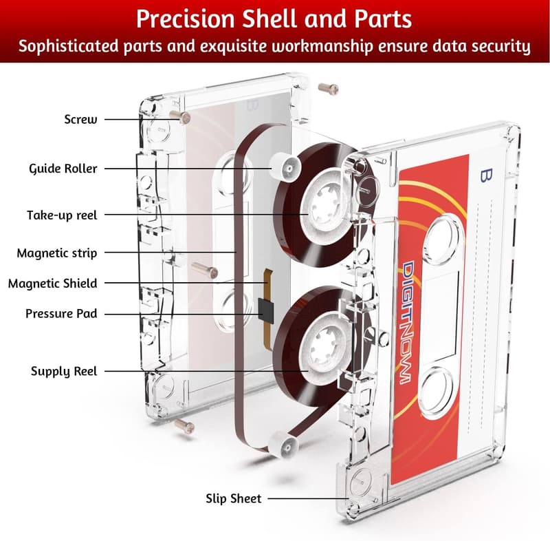 Blank Audio Cassette Tapes - 90 Min - Low Noise - Pack of 5