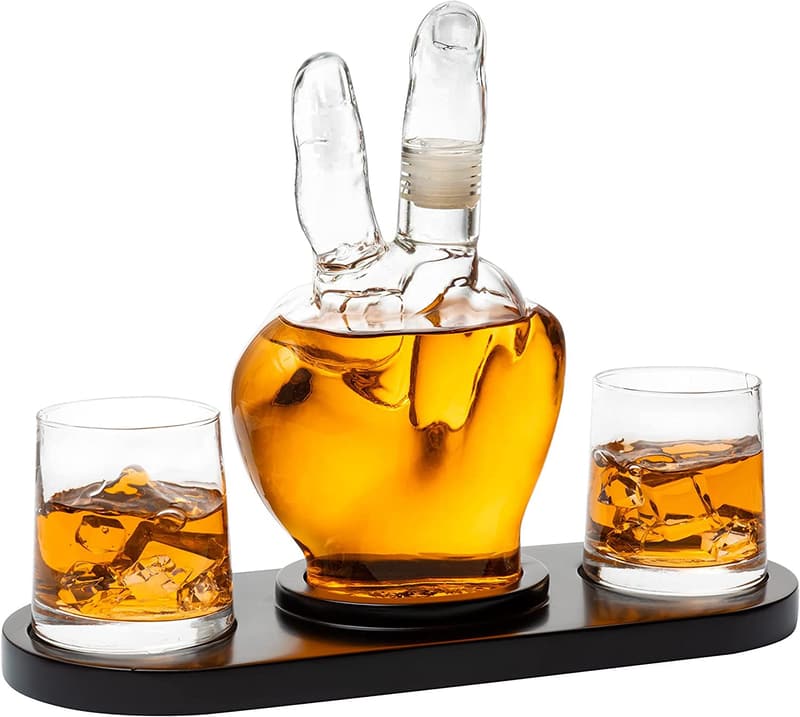 Peace Sign Wine Decanter Set with 2 Glasses - 750ml