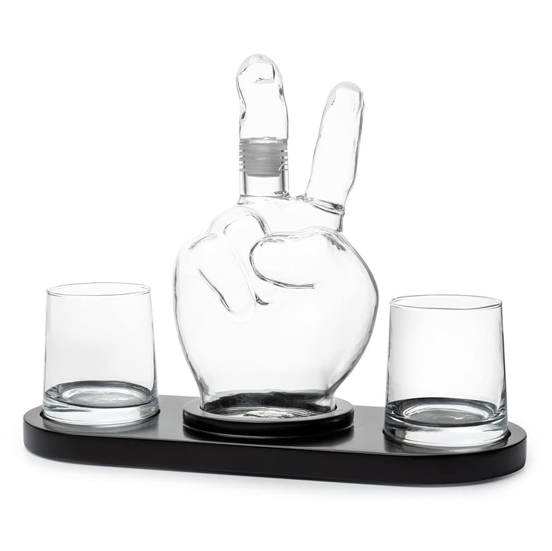 Peace Sign Wine Decanter Set with 2 Glasses - 750ml