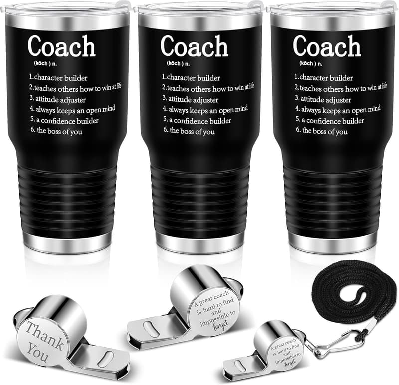 Coach Gift Set for Men: 30 oz Travel Mug & Whistle Tumbler