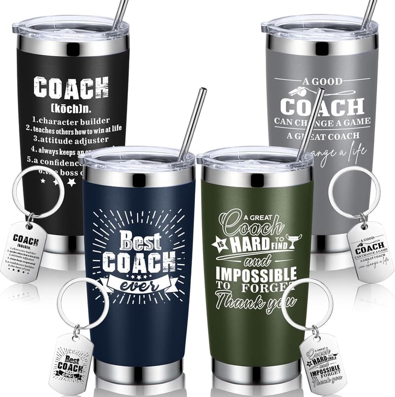 Best Coach Ever 20 oz Stainless Steel Tumbler with Keychain