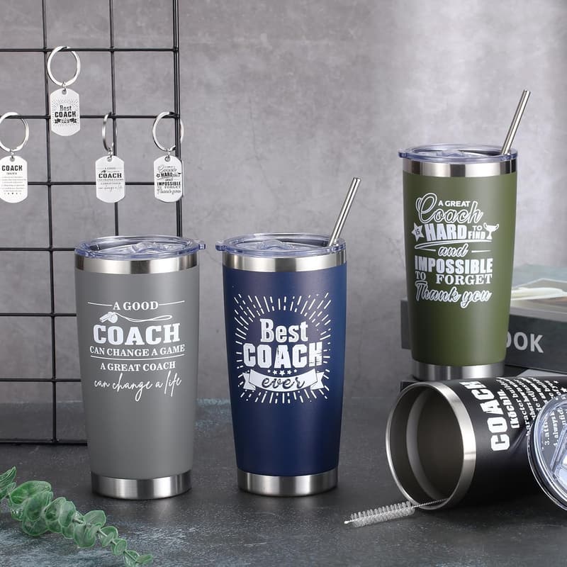 Best Coach Ever 20 oz Stainless Steel Tumbler with Keychain