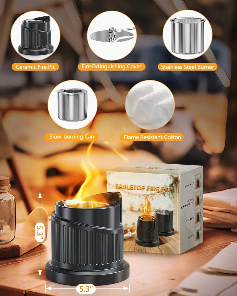 Valentine's Day Smokeless Tabletop Fire Pit - Heat-Resistant Ceramic