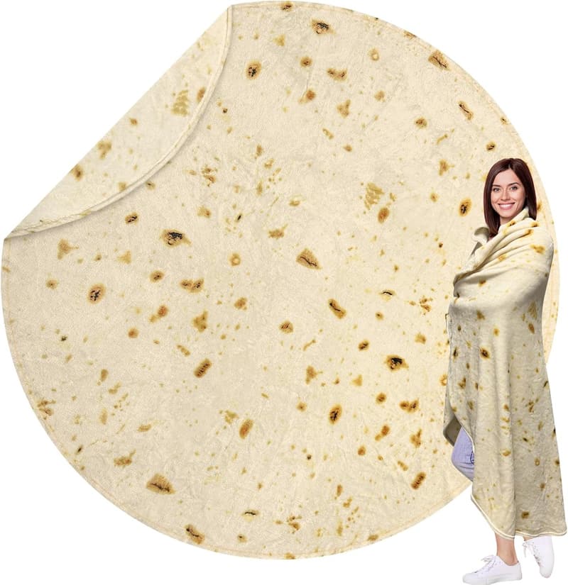 Funny Taco Blanket for Adults - Cozy Beige & Yellow Flannel, 60