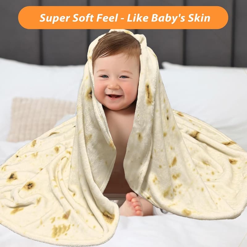 Funny Taco Blanket for Adults - Cozy Beige & Yellow Flannel, 60