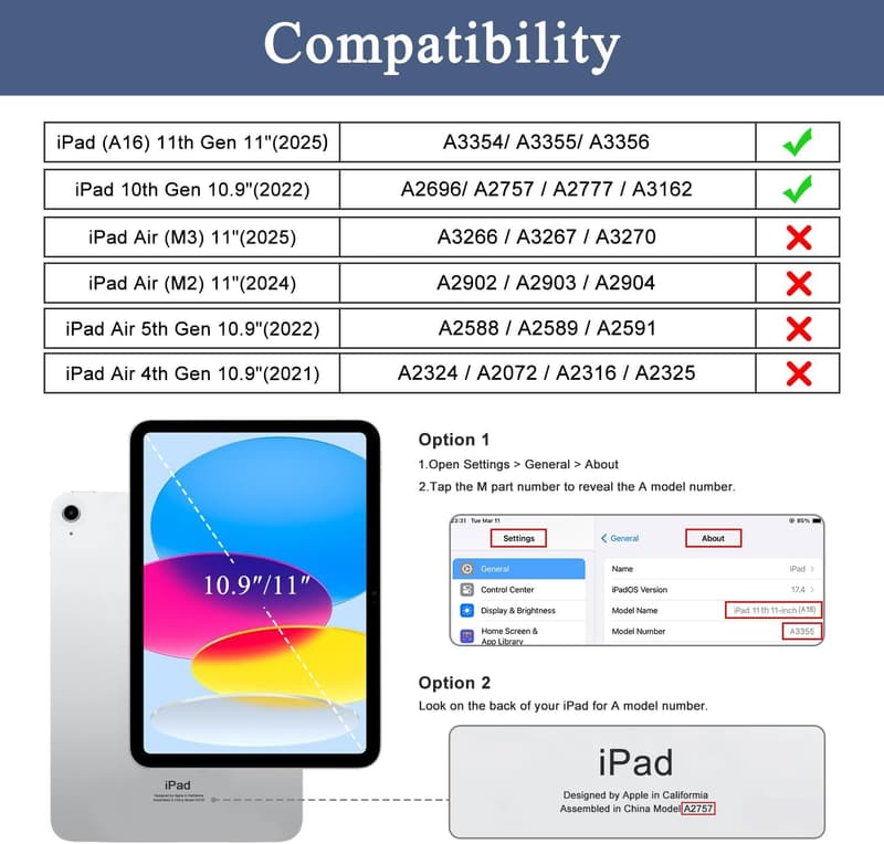 iPad 11th & 10th Gen Case with Pencil Holder, Shockproof