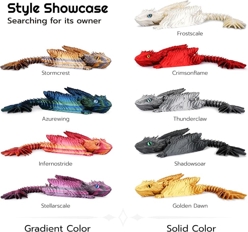 Frostscale 3D Printed Articulated Dragon Desktop Pet