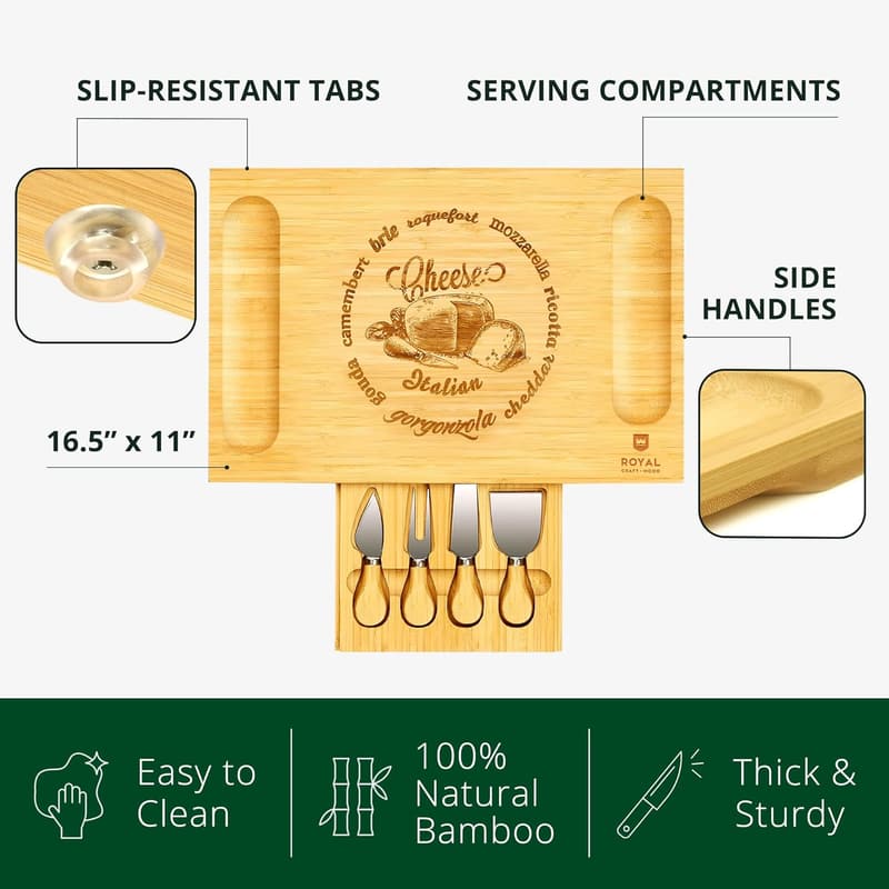 Bamboo Charcuterie Board Set - Perfect Housewarming Gift