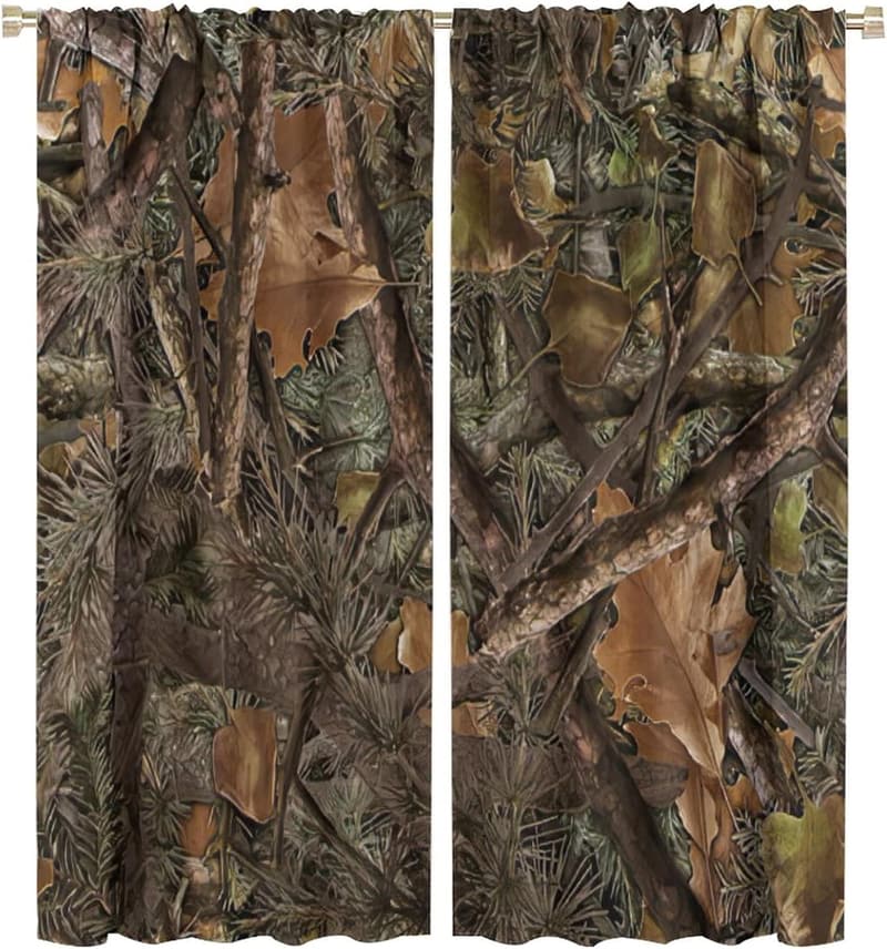 Forest Camouflage Blackout Curtains for Lodge Decor 42x45in