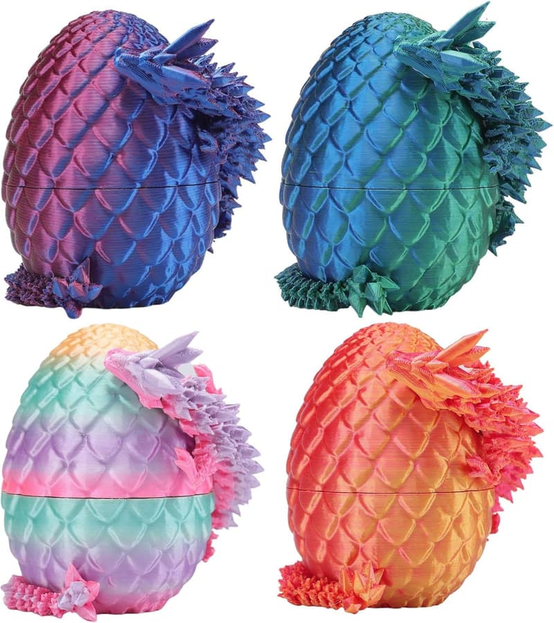 3D Printed Dragon Egg Collectibles – Fantasy Tabletop Decor (4 Pack)