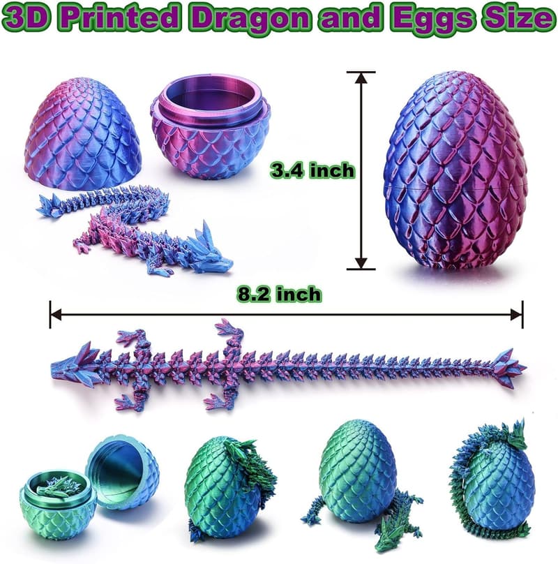 3D Printed Dragon Egg Collectibles – Fantasy Tabletop Decor (4 Pack)