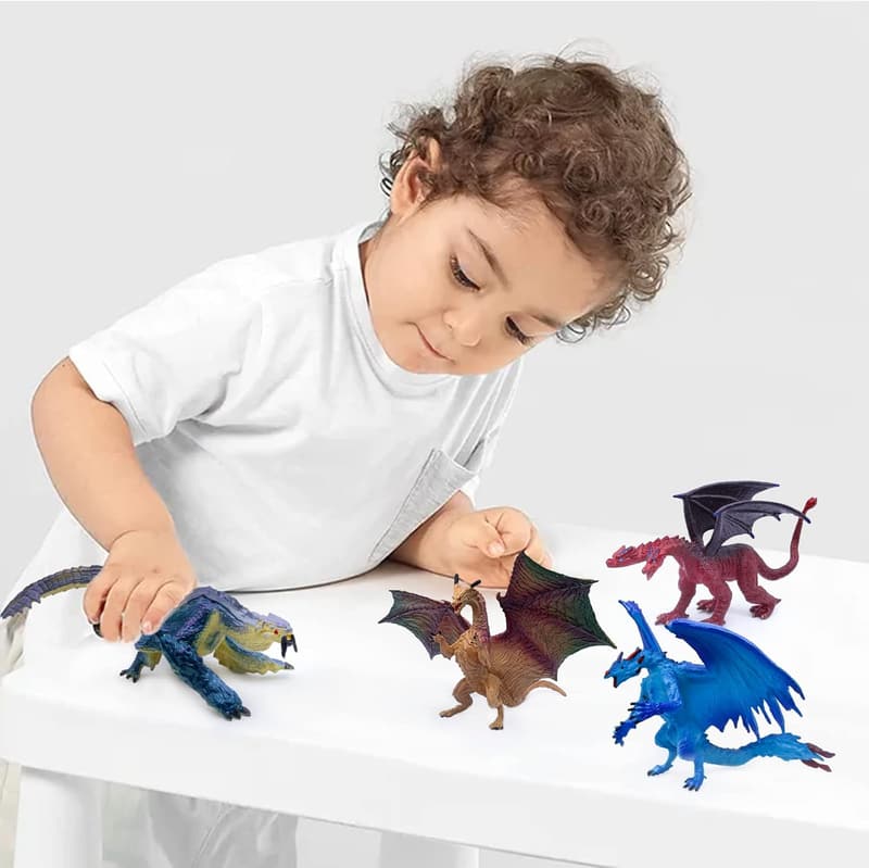 10-Pack Assorted Dragon Toy Figures for Kids' Parties