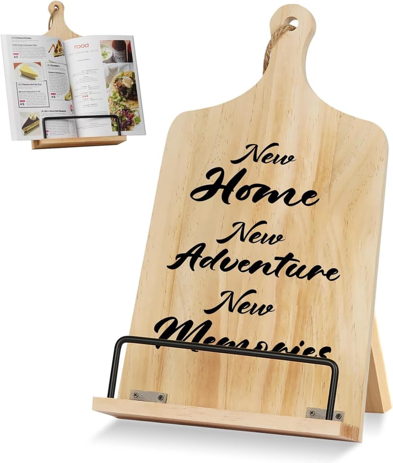 Housewarming Gift: Wooden Cookbook Stand for New Home