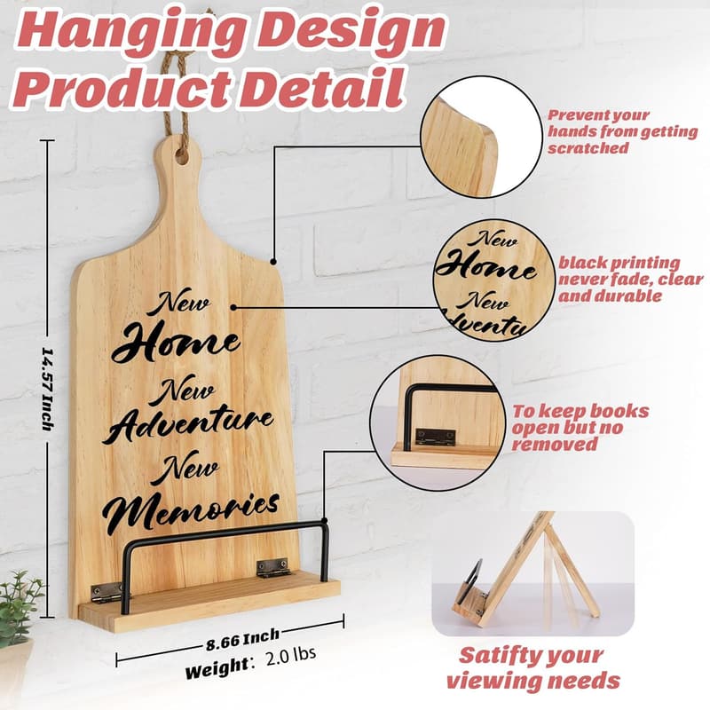 Housewarming Gift: Wooden Cookbook Stand for New Home
