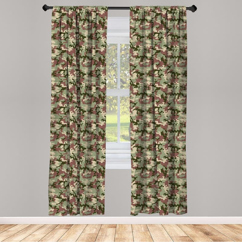 Forest Camouflage Curtain Set - Lightweight 2 Panels, 28