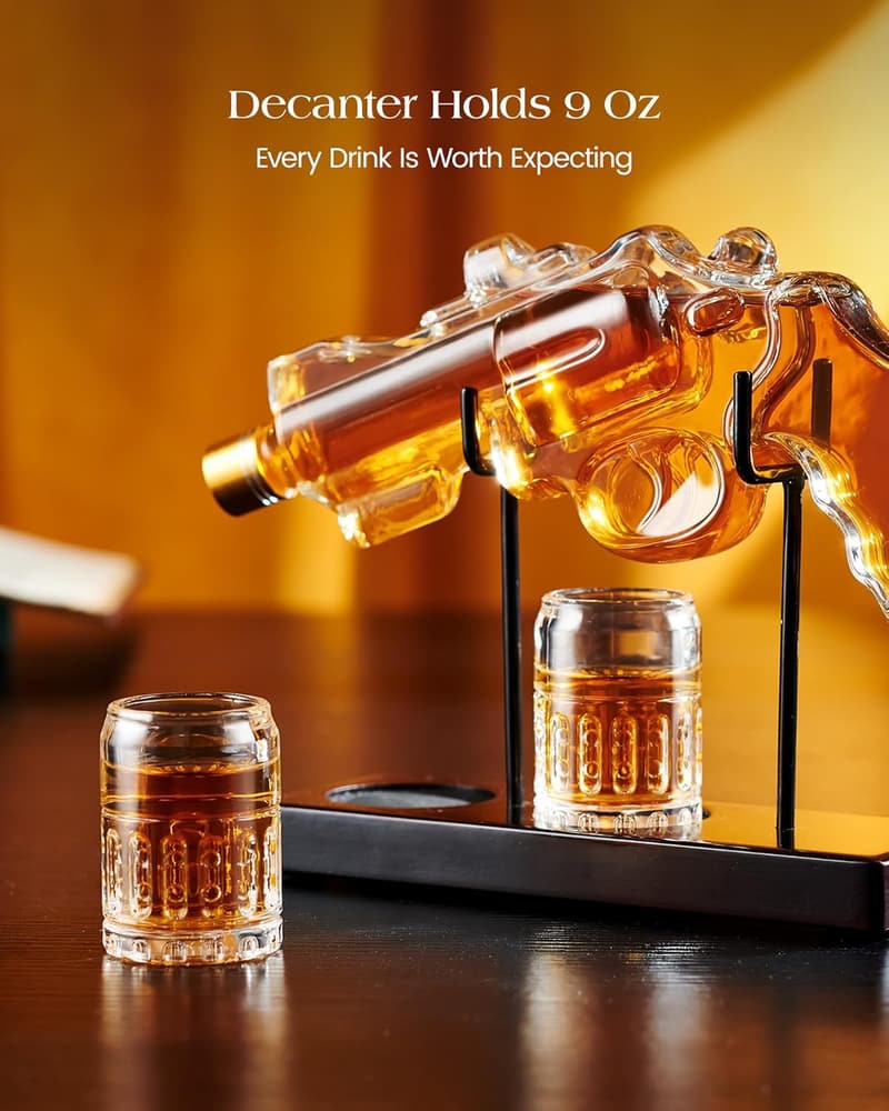 Kollea Gun Whiskey Decanter Set - Perfect Birthday Gift for Men