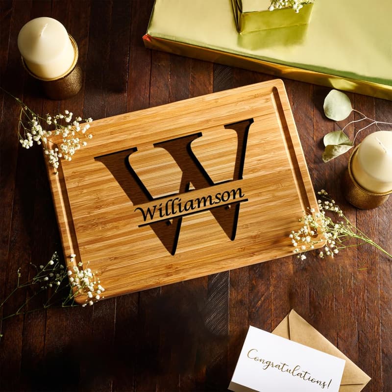 Elegant Monogrammed Cutting Board - Perfect Wedding Gift