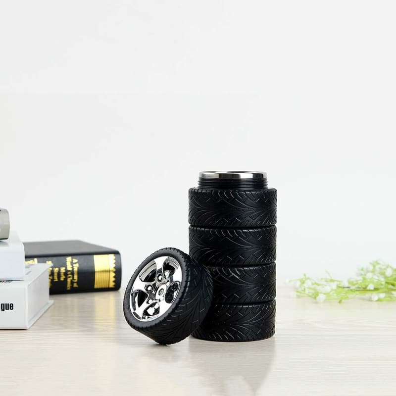 Personalized Tire Coffee Mug for Car Lovers - 11oz Stainless Steel