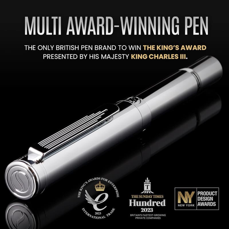 Luxury Chrome Rollerball Pen - Award Winning EDC Gift Set