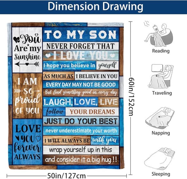 Son's Birthday Gift - Soft Fleece Blanket (60