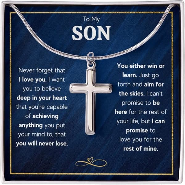 Graduation Necklace for Son - Faith Cross Gift from Parents